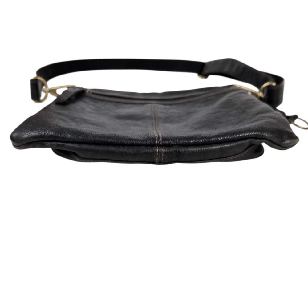 Fossil Sasha Black Patchwork Leather Rustic Crossbody Messenger Bag Purse - Picture 4 of 10
